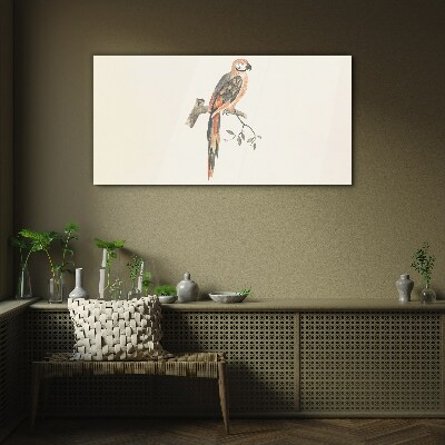 Parrot on a branch Wall art on glass