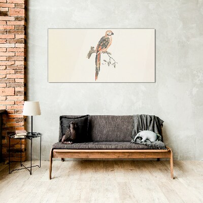 Parrot on a branch Wall art on glass