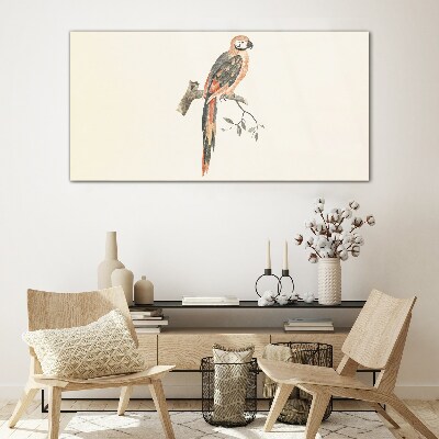 Parrot on a branch Wall art on glass