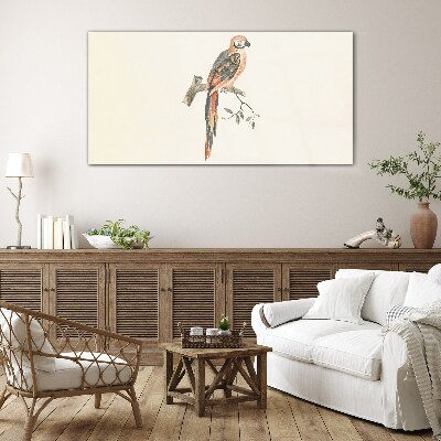 Parrot on a branch Wall art on glass
