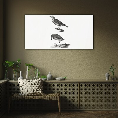 Birds on a branch Wall art on glass