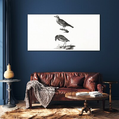 Birds on a branch Wall art on glass