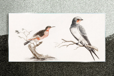 Birds on the branches Glass art print