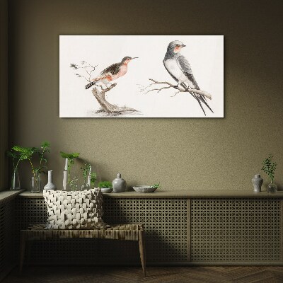 Birds on the branches Glass art print
