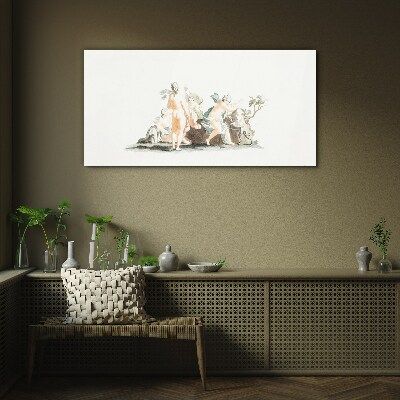 Mythological scene with characters Wall art on glass