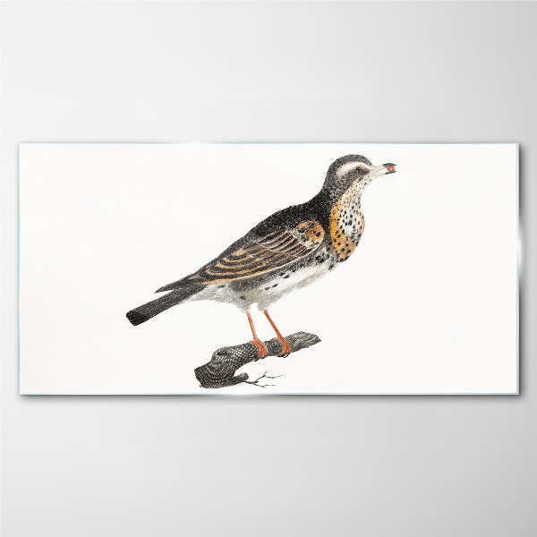 Bird on a branch Wall art on glass