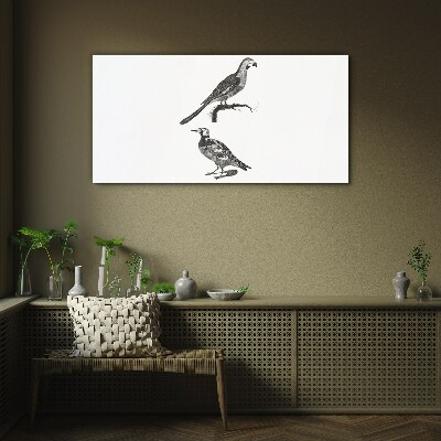 Birds on a branch Wall art on glass