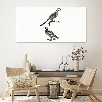 Drawing animals birds Glass Print