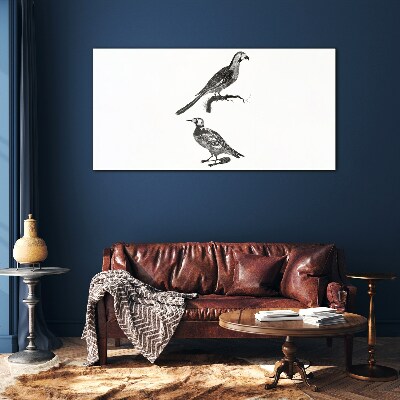 Drawing animals birds Glass Print