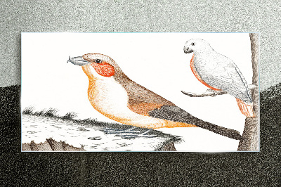 Bird duet on a branch Wall art on glass