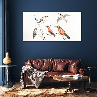 Drawing animals birds Glass Print