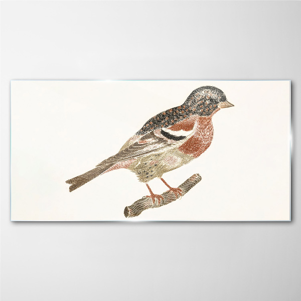 Bird on a branch Wall art on glass
