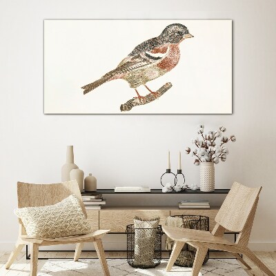 Bird on a branch Wall art on glass