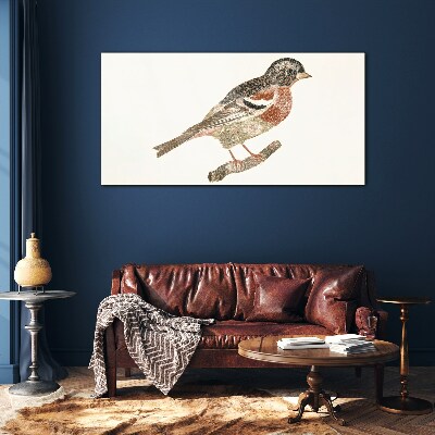 Bird on a branch Wall art on glass
