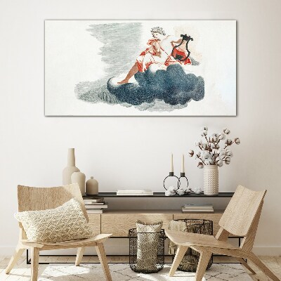 Musical Muse in the Clouds Wall art on glass