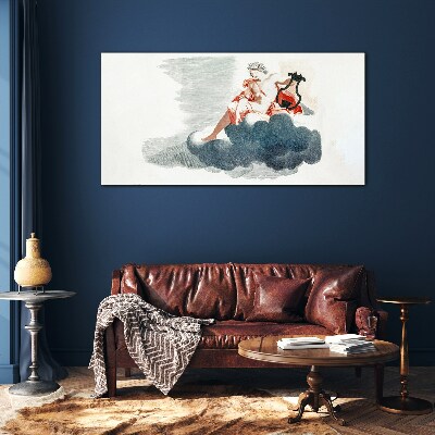 Musical Muse in the Clouds Wall art on glass