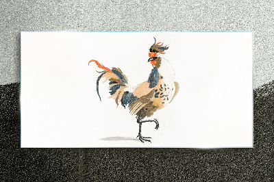 Rooster in watercolor Glass art print