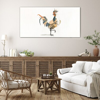 Rooster in watercolor Glass art print