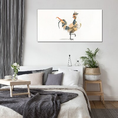 Rooster in watercolor Glass art print