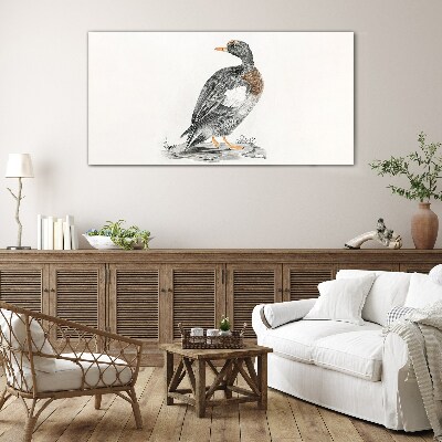 Duck on a white background Wall art on glass