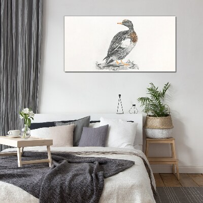 Duck on a white background Wall art on glass