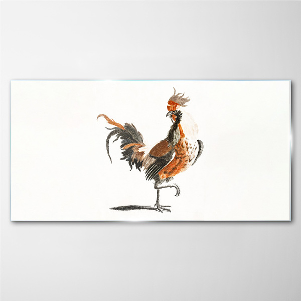 Rooster dancing Glass art print