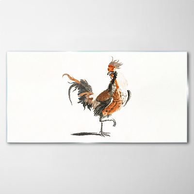 Rooster dancing Glass art print