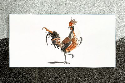Rooster dancing Glass art print