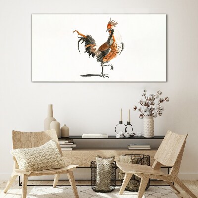 Rooster dancing Glass art print