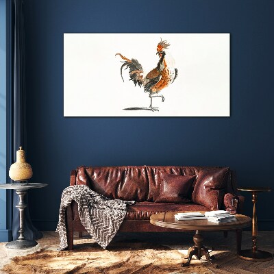 Rooster dancing Glass art print