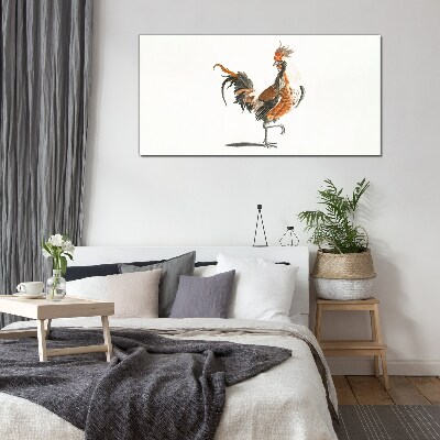 Rooster dancing Glass art print