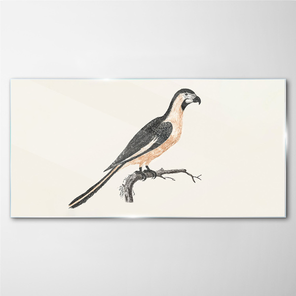 Bird on a branch Glass art print