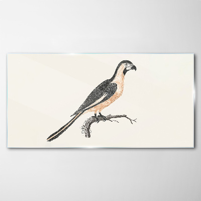 Bird on a branch Glass art print