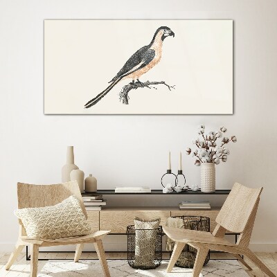 Bird on a branch Glass art print