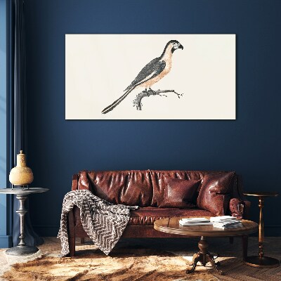 Bird on a branch Glass art print