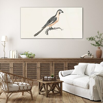 Bird on a branch Glass art print