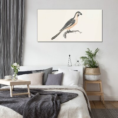 Bird on a branch Glass art print