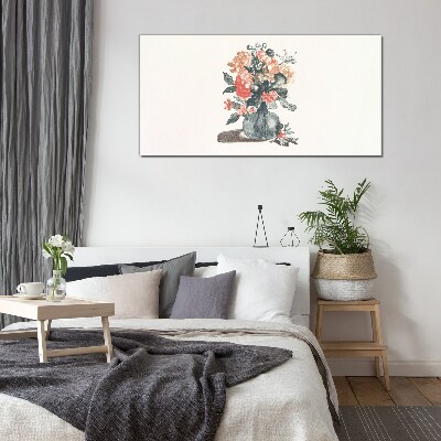 Floral arrangement in a vase Wall art on glass