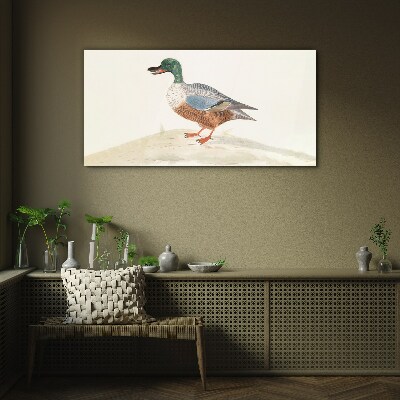 Duck against a background of delicate colors Wall art on glass