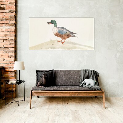 Duck against a background of delicate colors Wall art on glass