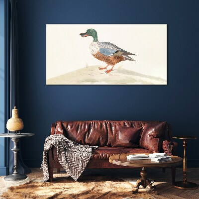 Duck against a background of delicate colors Wall art on glass