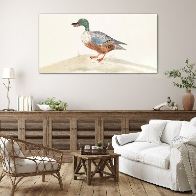Duck against a background of delicate colors Wall art on glass