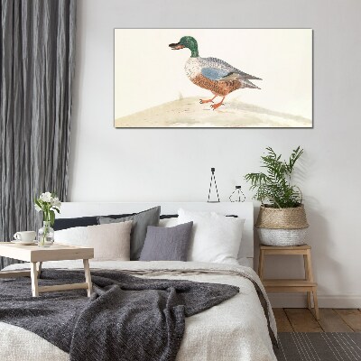 Duck against a background of delicate colors Wall art on glass
