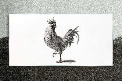 Dancing rooster Wall art on glass