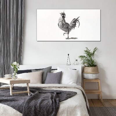 Dancing rooster Wall art on glass