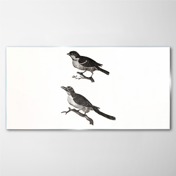 Birds on a branch Wall art on glass