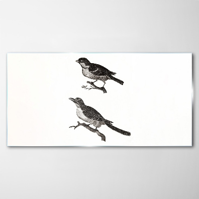 Birds on a branch Wall art on glass