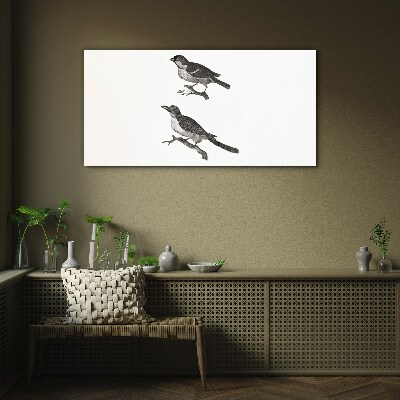Birds on a branch Wall art on glass