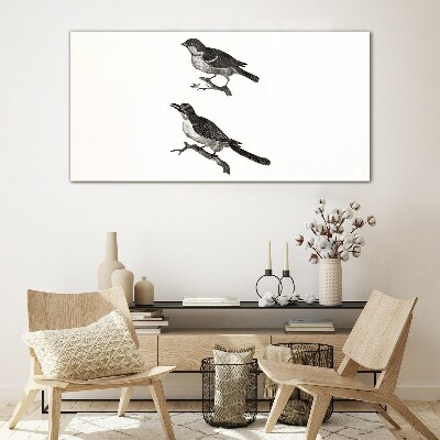 Birds on a branch Wall art on glass