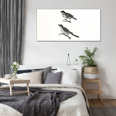 Birds on a branch Wall art on glass